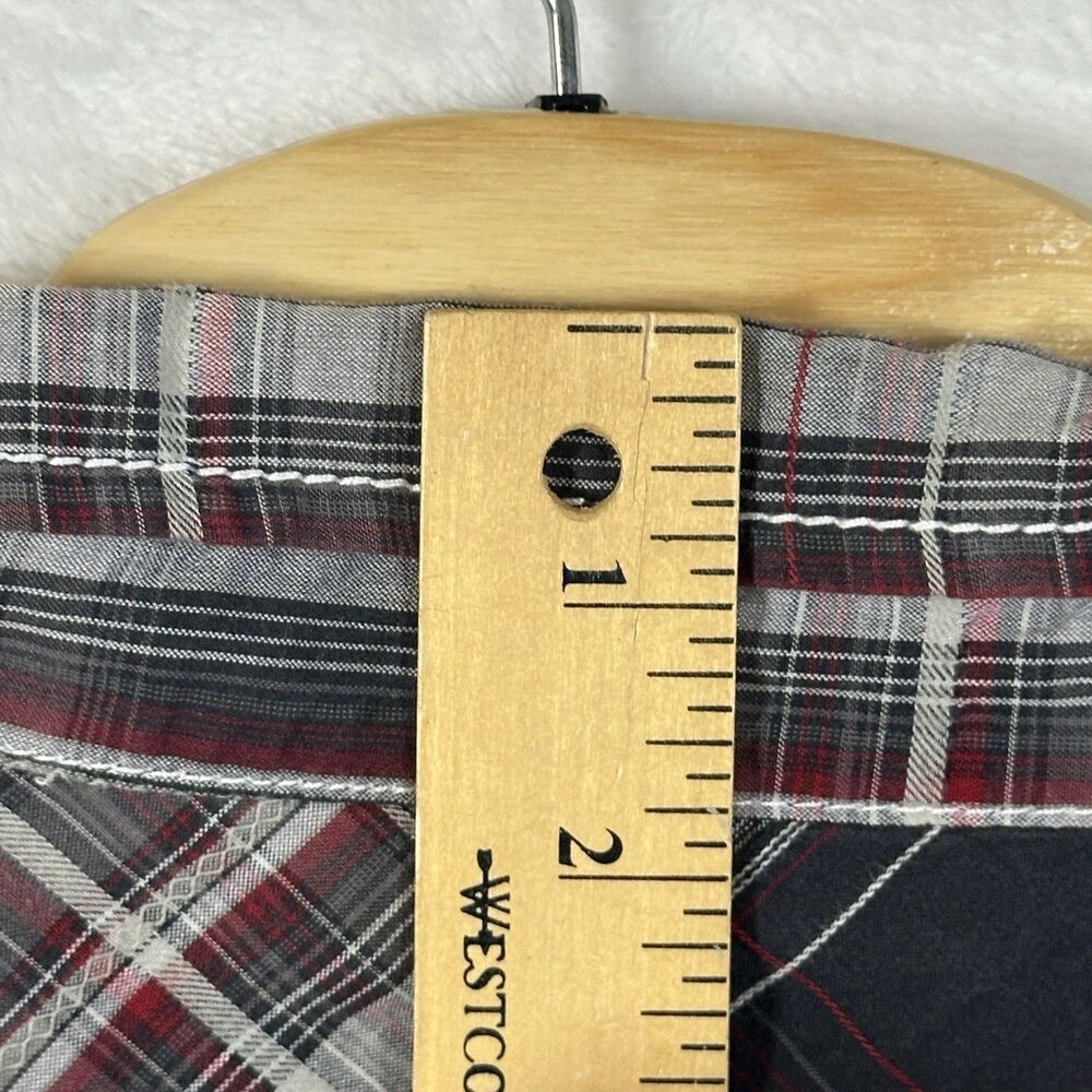 BKE Buckle Plaid Shirt Men’s XL Pearl Snap Athletic Fit Western Cowboy Red Black - Picture 4 of 14